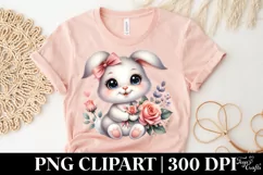 Easter Bunny Rose Flower, Clipart |T-shirt, Mug PNG Product Image 5