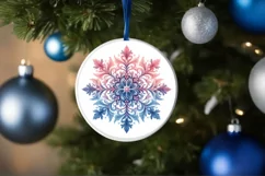 Snow Flake Christmas Round Cute Ornament Sublimation Product Image 4