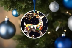 Christmas Round Reindeer Ornament Sublimation Product Image 4