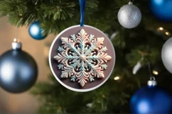Snow Flake Christmas Round Cute Ornament Sublimation Product Image 4