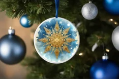 Snow Flake Christmas Round Cute Ornament Sublimation Product Image 4