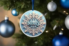 Snow Flake Christmas Round Cute Ornament Sublimation Product Image 4