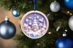 Angel 3D Pastel Christmas Round Ornament Sublimation Product Image 1