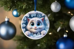 Christmas Round Cute Animal Ornament Sublimation Product Image 4