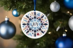 Joy Snow Flake Christmas Round Cute Ornament Sublimation Product Image 4