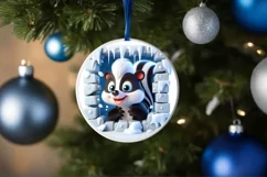 Christmas Round Cute Animal Ornament Sublimation Product Image 4