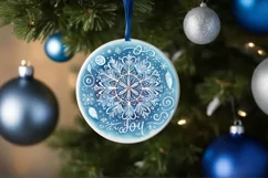 Penguin Christmas Round Cute Ornament Sublimation Product Image 4
