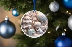 3D Angel Pastel Christmas Round Ornament Sublimation Product Image 4