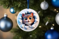 Christmas Round Cute Animal Ornament Sublimation Product Image 4