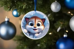 Christmas Round Cute Animal Ornament Sublimation Product Image 4