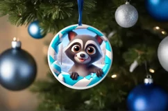 Christmas Round Cute Animal Ornament Sublimation Product Image 4