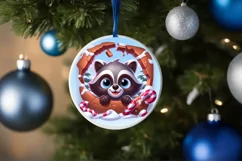 Christmas Round Cute Animal Ornament Sublimation Product Image 4