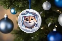 Christmas Round Cute Animal Ornament Sublimation Product Image 4