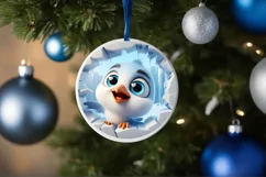 Christmas Round Cute Animal Ornament Sublimation Product Image 4