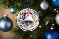 3D Bell Pastel Christmas Round Ornament Sublimation Product Image 4