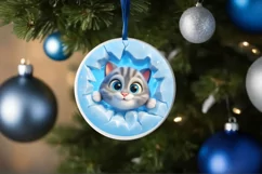 Christmas Round Cute Animal Ornament Sublimation Product Image 4
