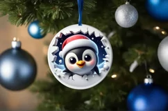 Christmas Round Cute Animal Ornament Sublimation Product Image 4