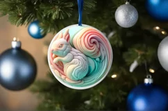 Squirrel Christmas Round Ornament Sublimation Product Image 4