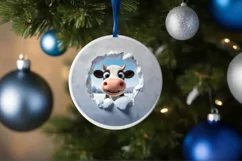 Christmas Round Cute Animal Ornament Sublimation Product Image 4