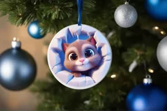Christmas Round Cute Animal Ornament Sublimation Product Image 4