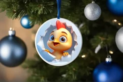Christmas Round Cute Animal Ornament Sublimation Product Image 4