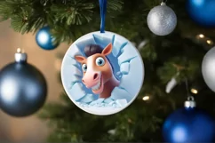 Christmas Round Cute Animal Ornament Sublimation Product Image 4