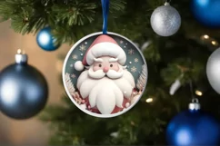Santa 3D Pastel Christmas Round Ornament Sublimation Product Image 2
