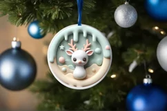 Pastel Christmas Round Ornament Sublimation Product Image 4