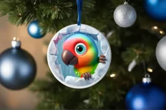 Christmas Round Cute Animal Ornament Sublimation Product Image 4