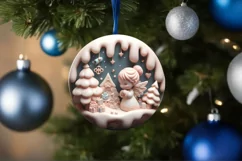 3D Angel Pastel Christmas Round Ornament Sublimation Product Image 3