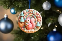 3D Squirrel Pastel Christmas Round Ornament Sublimation Product Image 4