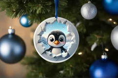 Christmas Round Cute Animal Ornament Sublimation Product Image 4