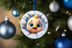Christmas Round Cute Animal Ornament Sublimation Product Image 4