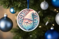 3D Pastel Santa Christmas Round Ornament Sublimation Product Image 4