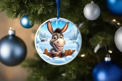 Christmas Round Cute Animal Ornament Sublimation Product Image 4