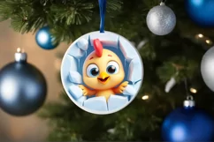 Christmas Round Cute Animal Ornament Sublimation Product Image 4