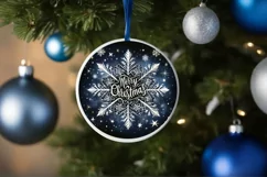 Merry Christmas Snow Flake Christmas Round Cute Ornament S Product Image 4