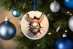 Christmas Round Cute Animal Ornament Sublimation Product Image 4