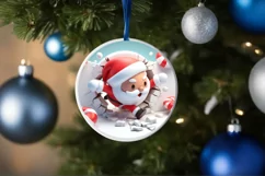 Christmas Round Cute Animal Ornament Sublimation Santa Product Image 4