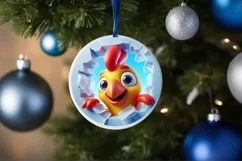 Christmas Round Cute Animal Ornament Sublimation Product Image 4