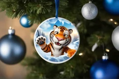 Christmas Round Cute Animal Ornament Sublimation Product Image 4