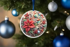 Pastel Christmas Round Ornament Sublimation Product Image 4