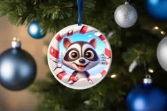 Christmas Round Cute Animal Ornament Sublimation Product Image 4