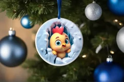 Christmas Round Cute Animal Ornament Sublimation Product Image 4