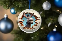 Christmas Round Cute Animal Ornament Sublimation Donkey Product Image 4