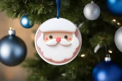Christmas Round Ornament Sublimation Santa Face Product Image 2
