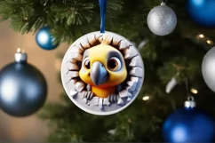 Christmas Round Cute Animal Ornament Sublimation Parrot Product Image 4