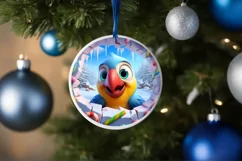 Christmas Round Cute Parrot Animal Ornament Sublimation Product Image 4