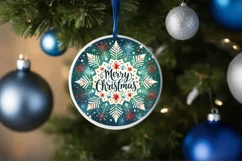 Snow Flake Christmas Round Cute Ornament Sublimation Product Image 4