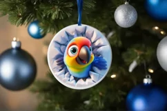 Christmas Round Cute Animal Ornament Sublimation Parrot Product Image 4